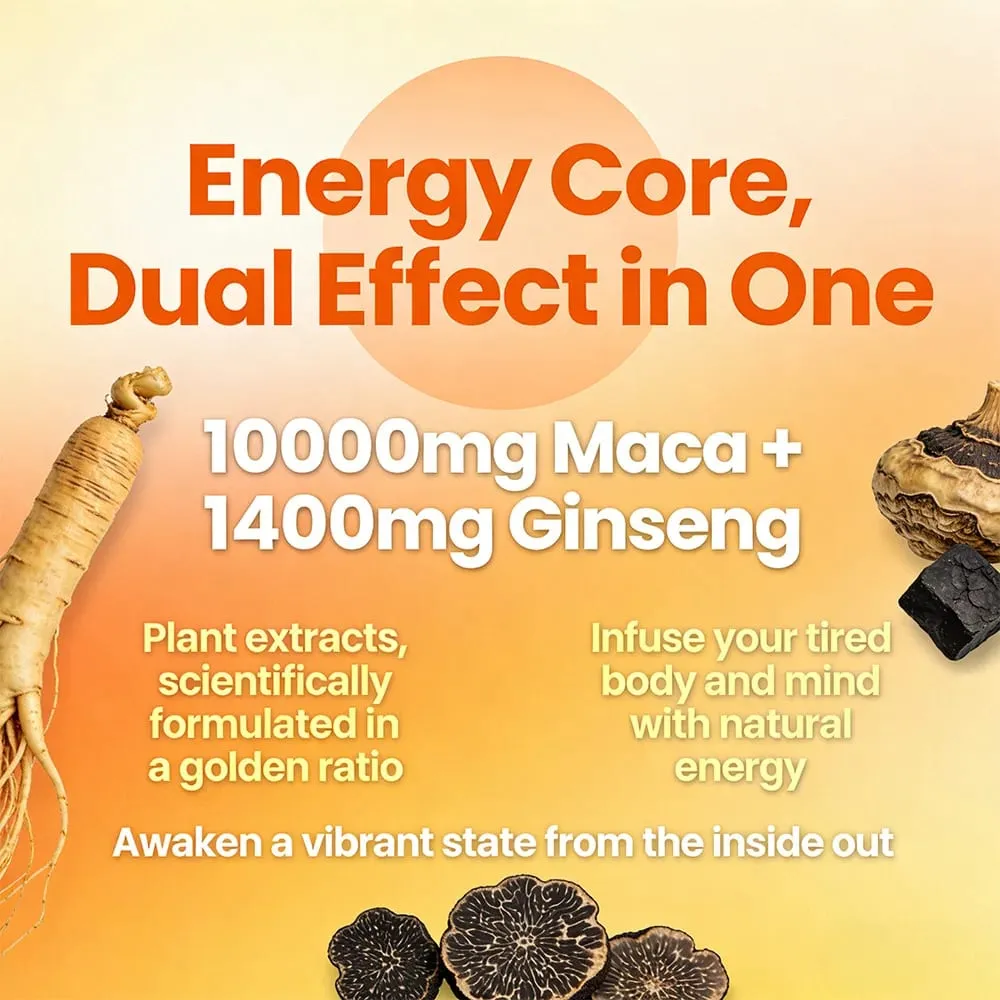 Maca Root Capsules with Ginseng - Promote Energy Mood Stamina & Performance Supports Mental Health for Men and Women — image 3