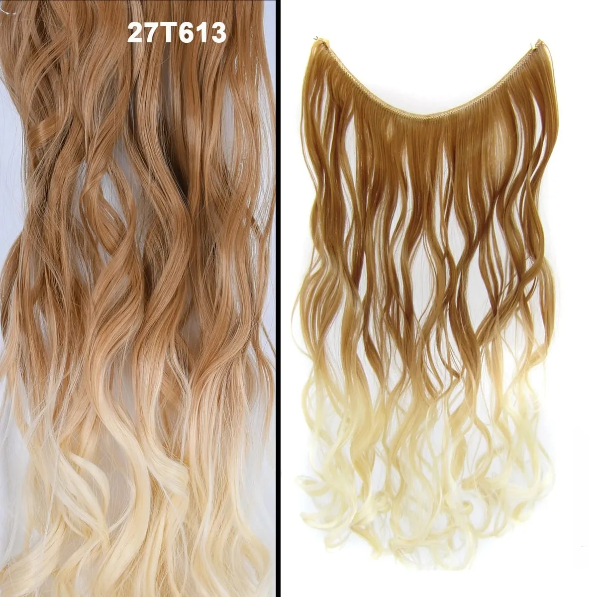 Jeedou Wavy Hair Extension Elasticity Invisible Wire Fish Line One Piece No Clips Synthetic Hairpieces Ombre Color For Ladies — image 47