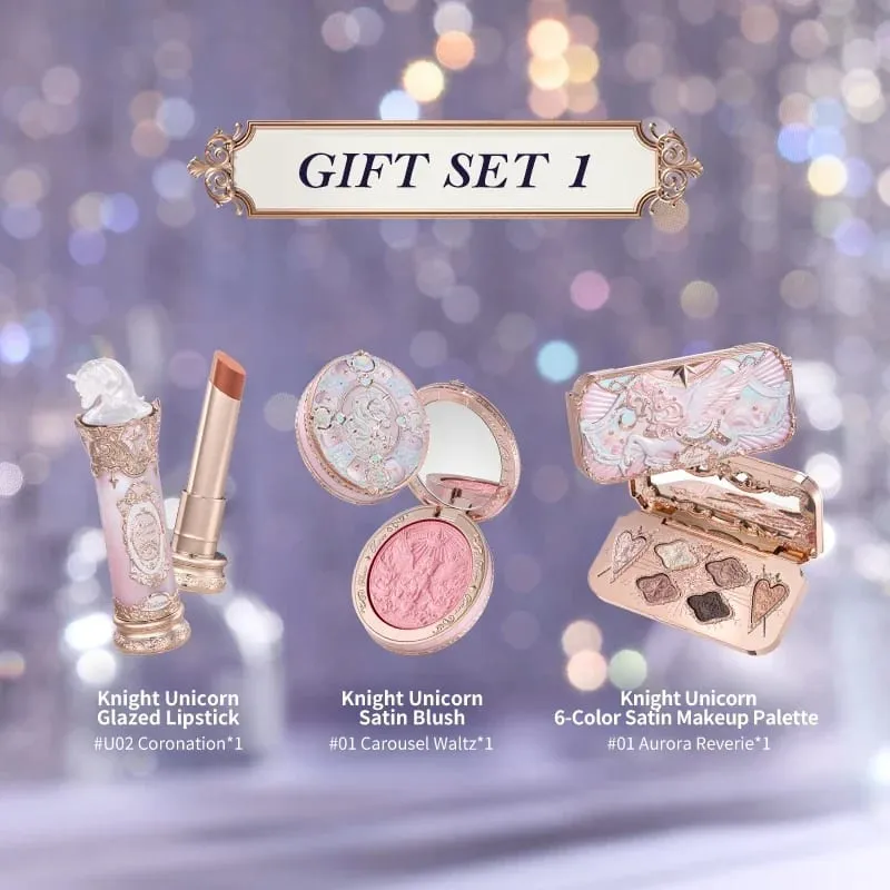 Σετ δώρου μακιγιάζ Flower Knows Knight Unicorn Σετ δώρου 3PCS Kit Eye Shadow Palette Long Lasting Lipstick Blusher Setting Powder — image 4