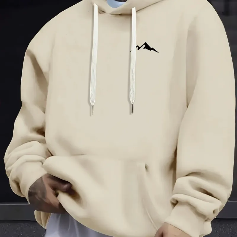 Kaswal na fashion ng panlalaking taglagas at taglamig na maluwag na naka-print na bundok na may mahabang manggas na naka-hood na sweatshirt na mainit na pullover — image 9