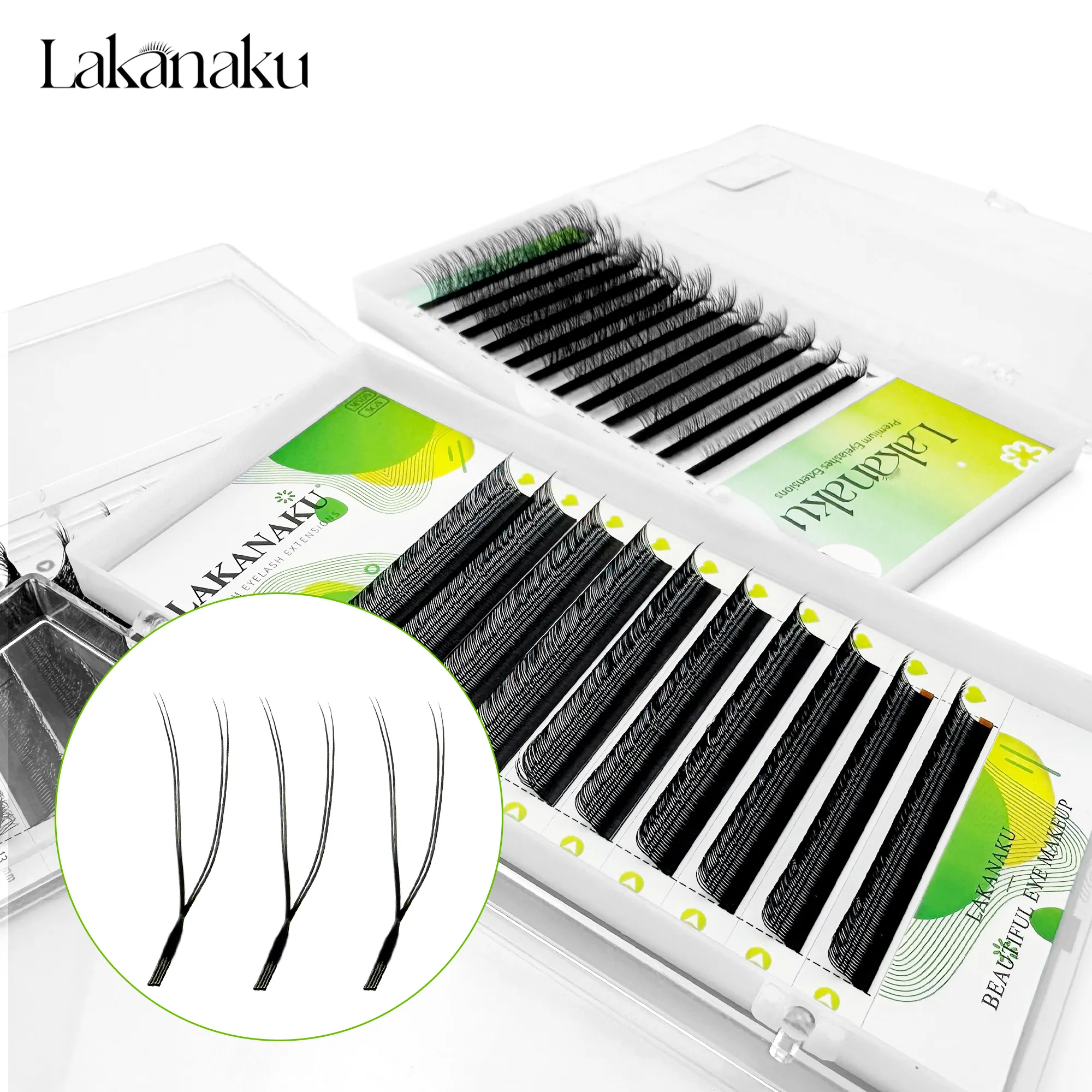 Σκούρο καφέ U Shape YY Lashes Brown Premade Eye Lashes Extensions Fio U 2D Clover Cilios — image 7