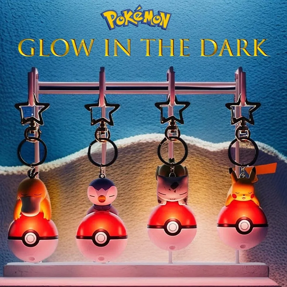 פוקימון חמוד זוהר סדרת קסם PokeBall מחזיק מפתחות דגם בובת Pikachu Piplup Bulbasaur פעולה איור Cartoon תיק אביזר מתנת — image 2