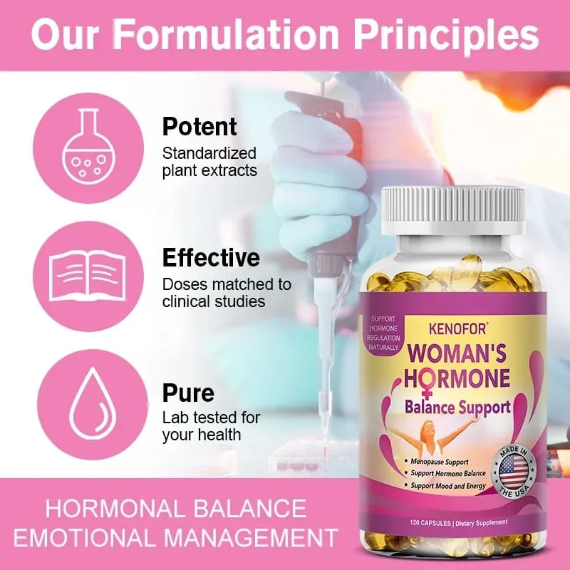 Menopause Support Supplement for Women - Relieves Fatigue Bloating Hot Flashes Mood Swings - Supports PMS PMDD PCOS
