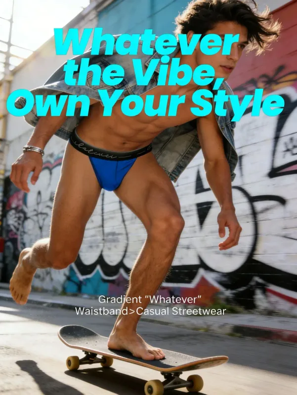Men's Ice Silk Polyester Cheeky Briefs Ombre "Whatever" Slogan Waist Sporty Contour Fit Low-Rise Underpants Men Underwear Sexy — image 7