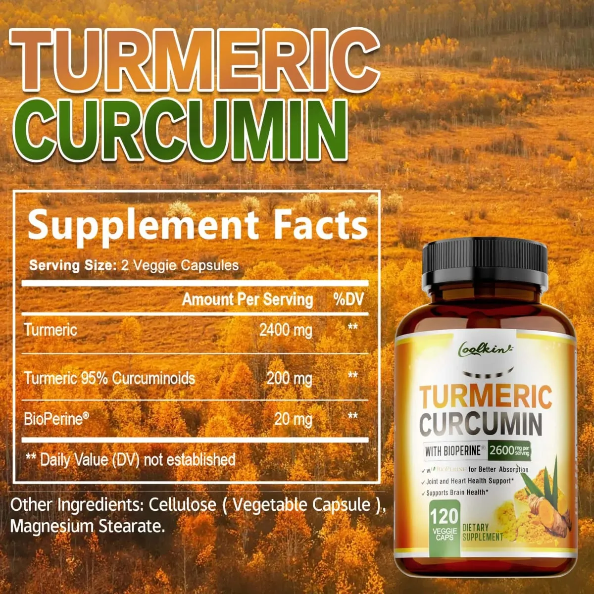 Turmeric Curcumin Capsules - with Black Pepper - Helps Joint Antioxidant & Immune System Anti-Inflammatory