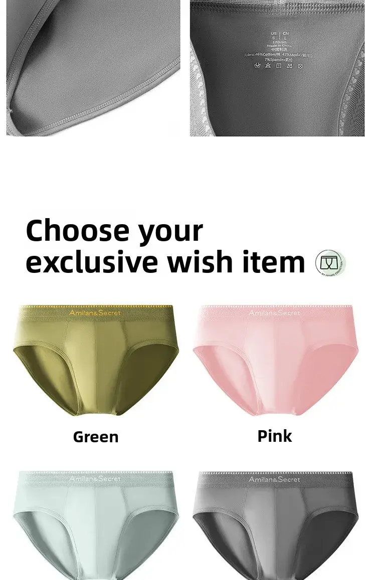 3Pcs Men's Modal Briefs Mid‑Waist U‑Pouch No‑Fly Solid Triangle Underpants Soft Breathable Athletic Daily Men Underwear — image 14