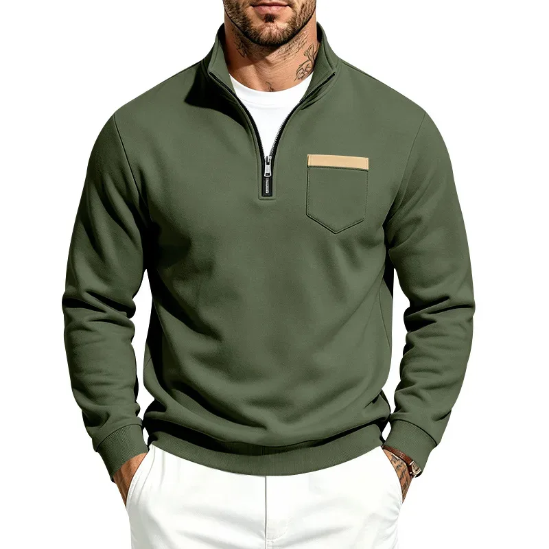 Homens 2026 outono inverno item quente velo forrado gola solta vintage moletom casual commuter moda masculina outerwear diário — image 15