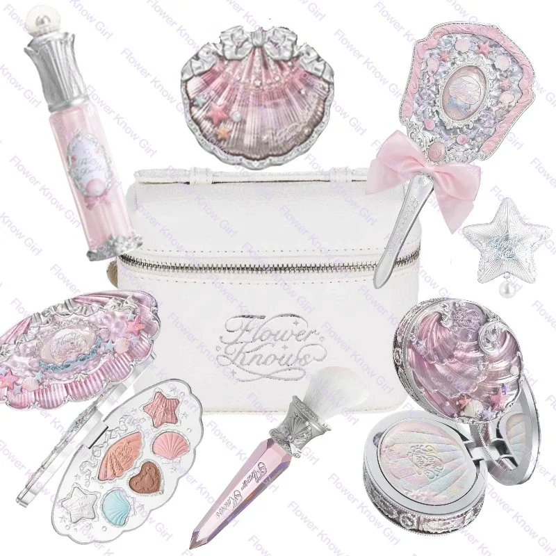 Makeup Flower Knows Shell's Jewel Mermaid Glow Set Eyeshadow Palette Blush Lip Gloss Τσάντα μακιγιάζ Matte Glow Shimmer Primer Kit — image 3