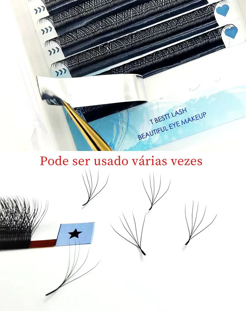 Tbestt 5D-W Shaped Eyelash Extension Premade Volume Fans Clover W Style Lashes False Mink Μαλακό Εύκολο Φινίρισμα Βλεφαρίδων — image 4