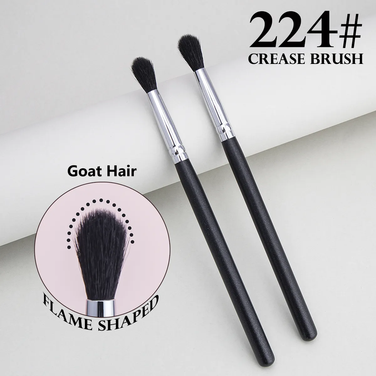 224 pli brosse ombre à paupières pli mélange pinceaux de maquillage haute qualité flamme forme chèvre cheveux ombre à paupières pli outil de maquillage — image 5