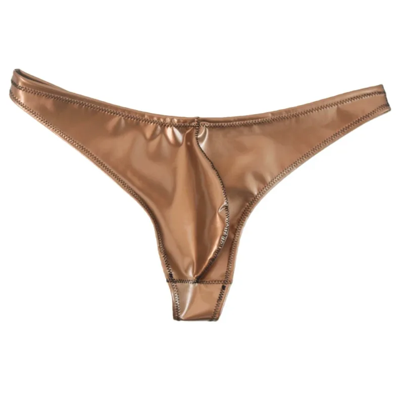Mga Sexy Men Plus Size Latex PVC Makintab na Mainit na Maiksing Matambok U Pouch G-string Fashion Underwear Tights Lingeries PU Stage Briefs — image 9