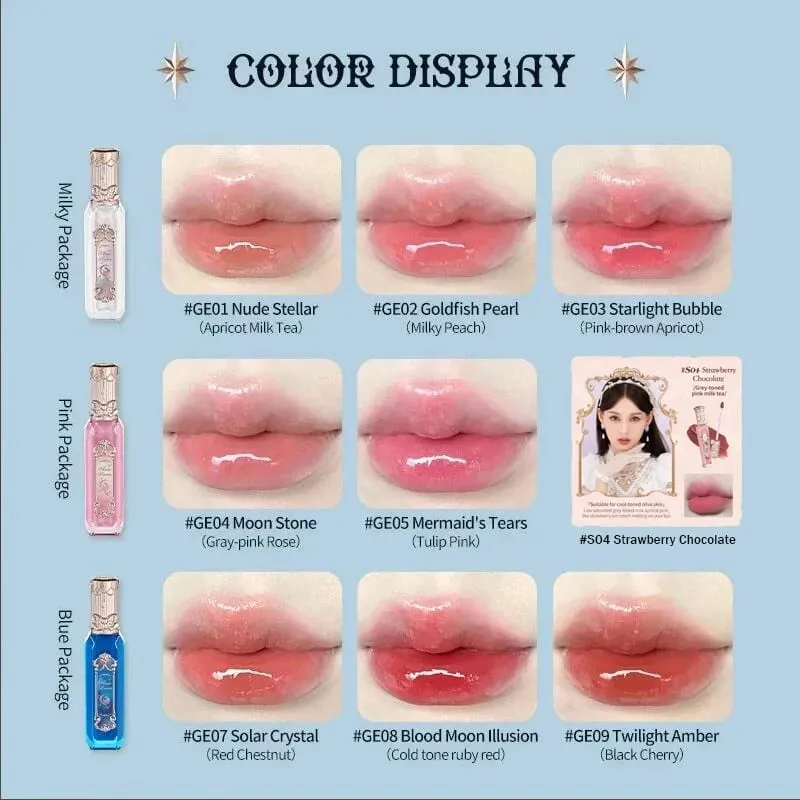 Flower Knows Makeup סט מלא צלליות בתולת ים מוארת ירח סומק מט וליפגלוס Flowerknows Kit תיק איפור לנשים
