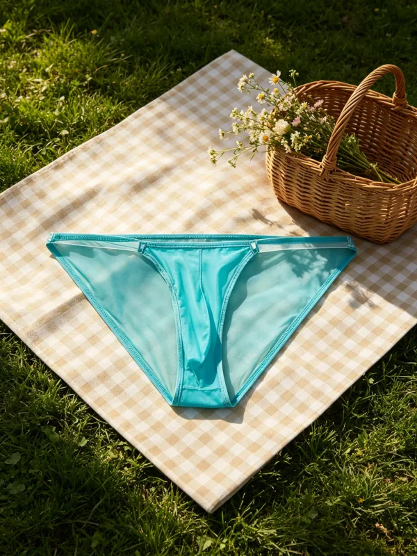 Trendy Mens Mesh Briefs Solid Color Elastic Fabric Thin Edge Low Rise 3D Pouch Design Light Sheer Home Close Fitting Underwear