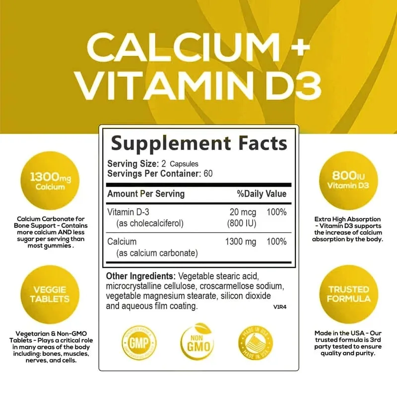 A kalcium + D3-vitamin elősegíti a csontok egészségét és az immunrendszer támogatását, javítja a karbonát felszívódását Étrend-kiegészítő — image 2