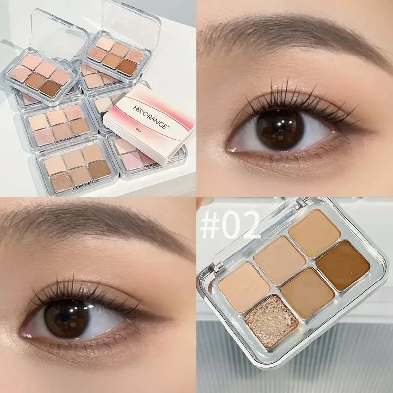 Grey Rose Shimmer Matte Eyeshadow Palette 6 Colors Glitter Earth Color Χαμηλού κορεσμού Pigment σκιών ματιών μακράς διαρκείας Καλλυντικά