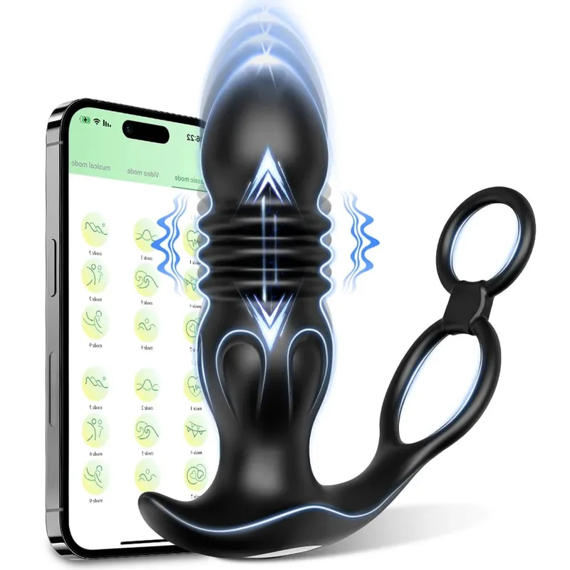 APP Control tolóerős prosztata masszírozó férfiaknak Teleszkópos anális vibrátor melegek számára.