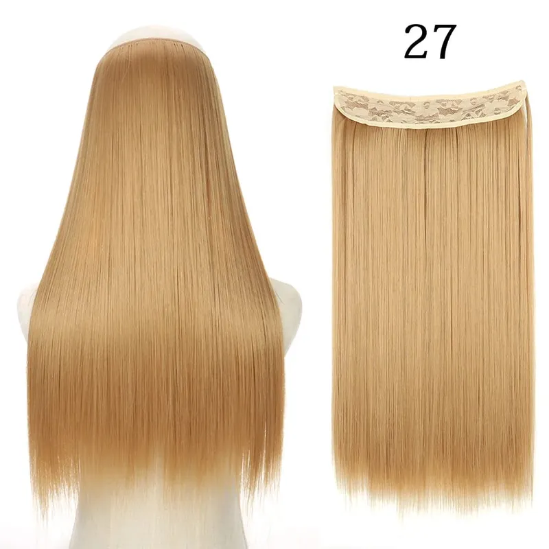 Συνθετικά Long Straight No Clip Invisible Line Hair Extensions 40 55 80cm Φυσικό Καστανό Ξανθό Fake Hairpiece για Γυναικεία — image 21