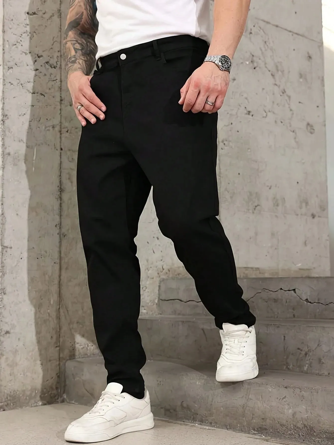 Μαύρο Slim Jeans Pant Man Original Drip Y2k Unisex Everyday Denim Παντελόνι Δεν περιλαμβάνονται αξεσουάρ ή ζώνες — image 3