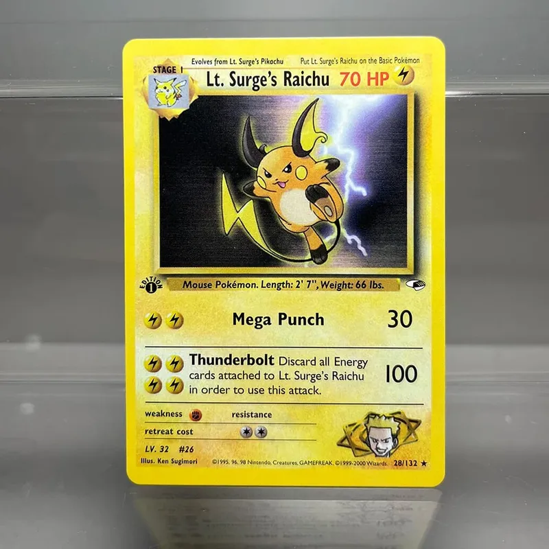 PKM Cards Edition 1st Gym Challenge 1996 Base Set Single Foil Cards Mewtwo Gengar Raichu Card Collection Cards PTCG Proxy Cards — image 5