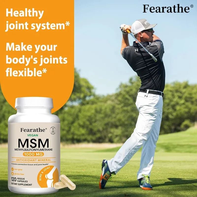 Fearathe Methylsulfonylmethane(MSM)1000 Mg Antioxidant Promotes Joint Health Balanced Calcium Absorption Non-GMO Gluten-free