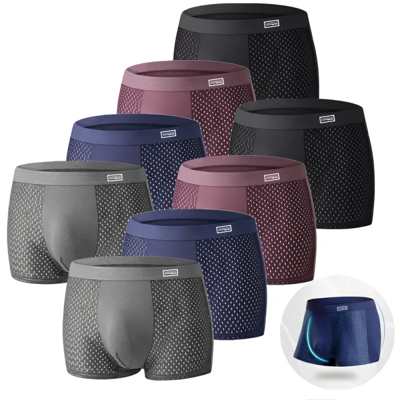 8PCS Bamboo Fiber Man Underwear Mesh Breathable Men's Briefs U Convex Male Underpants Daily Wear Soft Touch Men's Panties — image 7