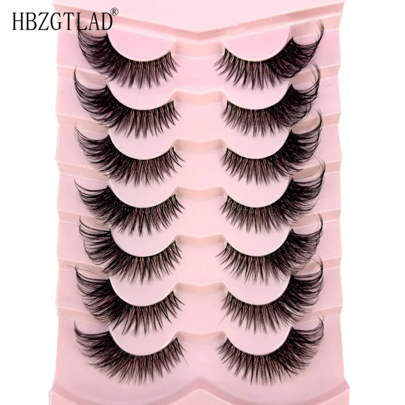 7/8PairsCat Eye Eyelashes manga Lashes 3D Clear Band Lashes naturalHalf Lashes End Eye Eyelonged Mink Eyelashes Αφράτες βλεφαρίδες — image 29
