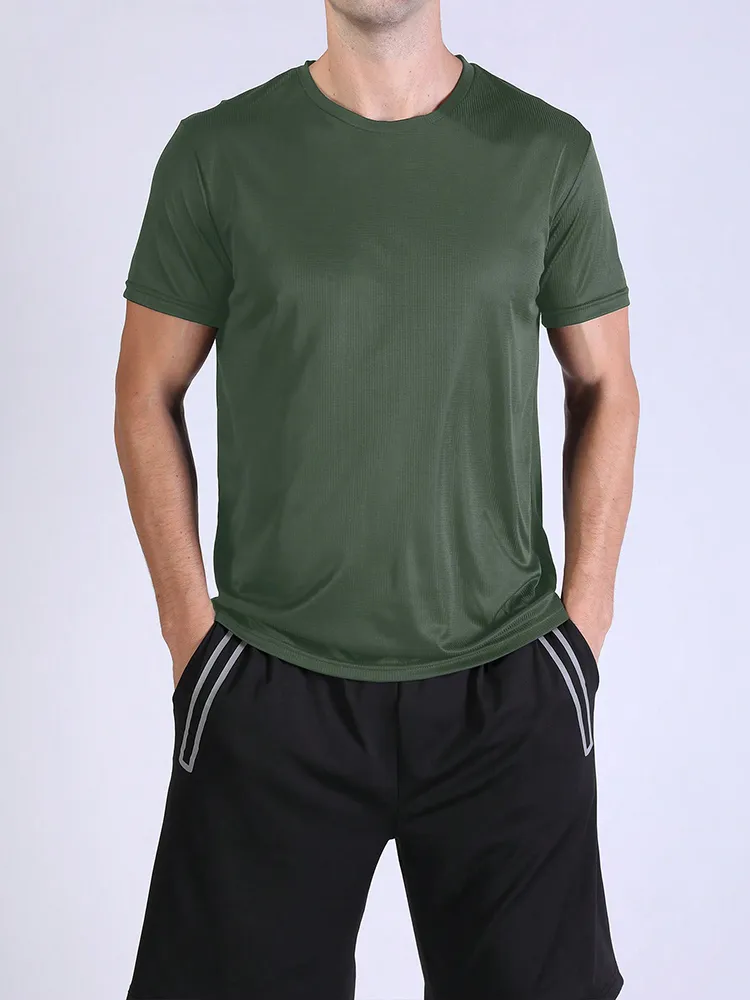5 DB Férfi egyszínű ultrakönnyű, gyorsan száradó sportpóló, légáteresztő, könnyű felső fitnesz edzéshez, edzéshez futó edzőterem — image 5