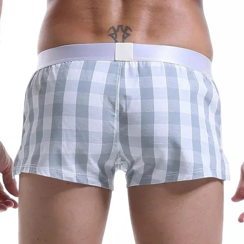 Homens boxers de algodão shorts soltos multicolorido masculino xadrez roupa interior homewear confortável calças seta 3256806911165516 — image 4