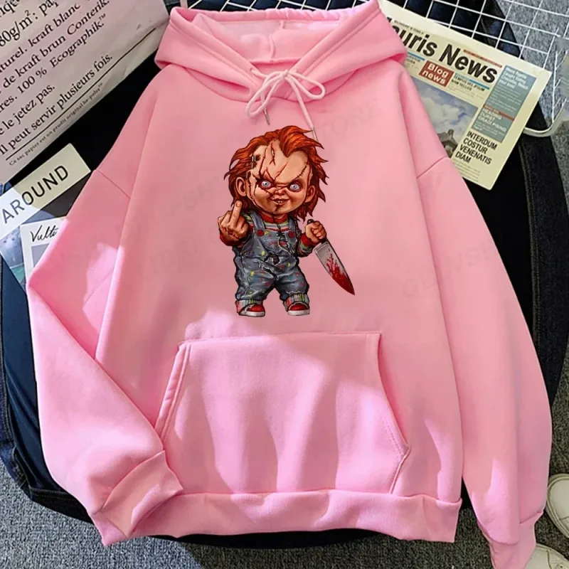 Men Fashion Hoodie Japanese Y2k Fleece Sweatshirt Pullovers Halloween Sweatshirts Men's Clothing Pullovers Horror Chucky Hoodie