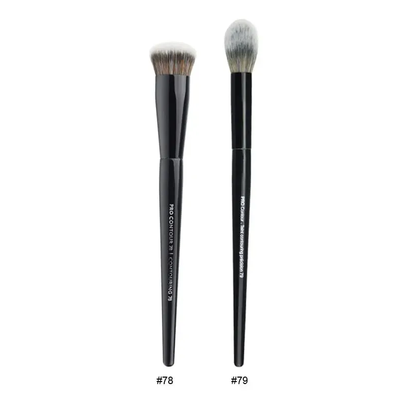 2 pièces/ensemble pinceaux de maquillage noirs Pro poudre de cheveux synthétiques ombre à paupières tache point culminant fond de teint aérographe diffuseur pinceau de maquillage — image 12