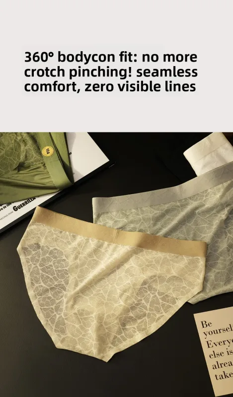 Sem costura jacquard homens triângulo roupa interior de seda gelo fina respirável calcinha de secagem rápida cuecas masculinas sexy u bulge bolsa