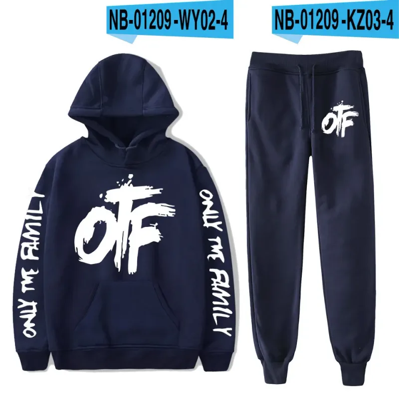 하라주쿠 편안한 재미 있은 OTF 편지 인쇄 운동복 운동복 정장 남성/여성 후드 + 바지 정장 귀여운 2 조각 세트 의류 — image 13