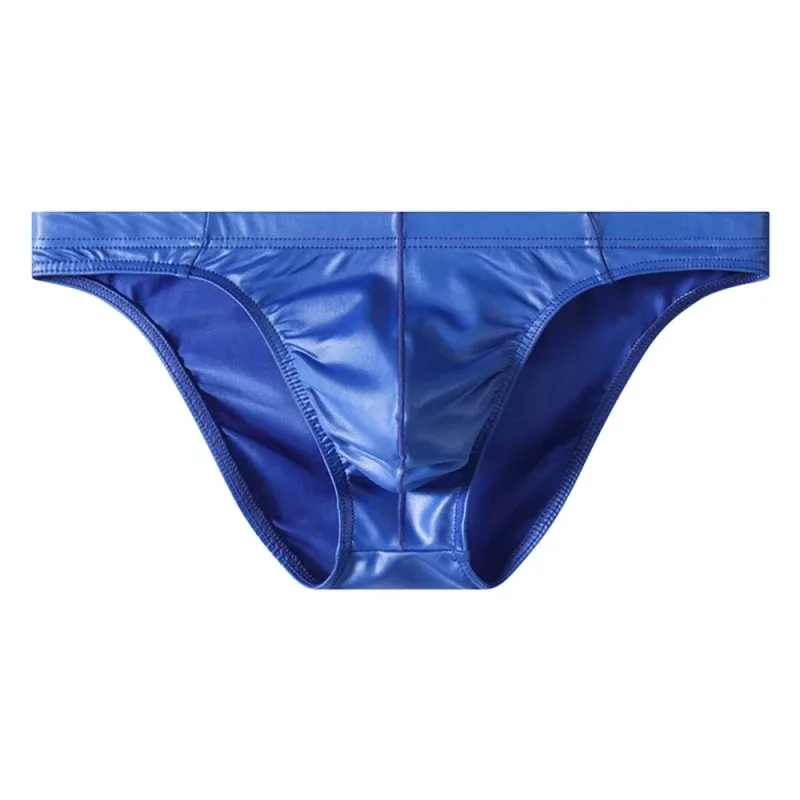 Sexy Briefs Underwear Men Faux Leather Sexy Underwear Briefs Low Waist Bulge Pouch Lingerie Panties Underpant Triangle Pants — image 12