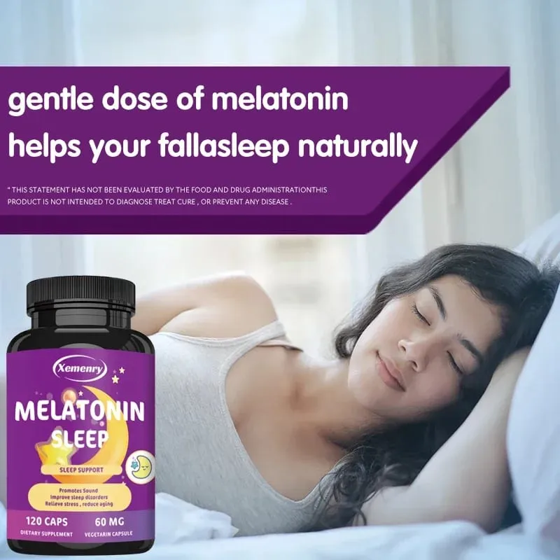 Melatonin Capsules - A Sleep Aid Help You Fall Asleep Faster Promote Sleep Health and Improve Sleep Quality — image 3