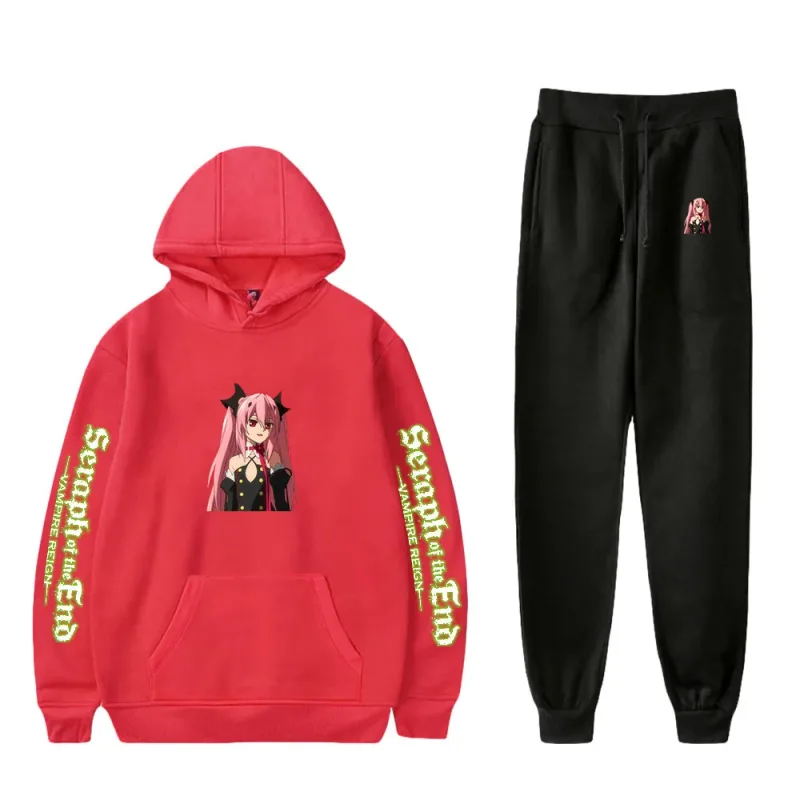 Harajuku Comfortable Seraph of the End Print Sweatshirt Sweatpants Suit Hoodies+ Pantalon Suit Boys/Girls 2 Piece Set na Damit