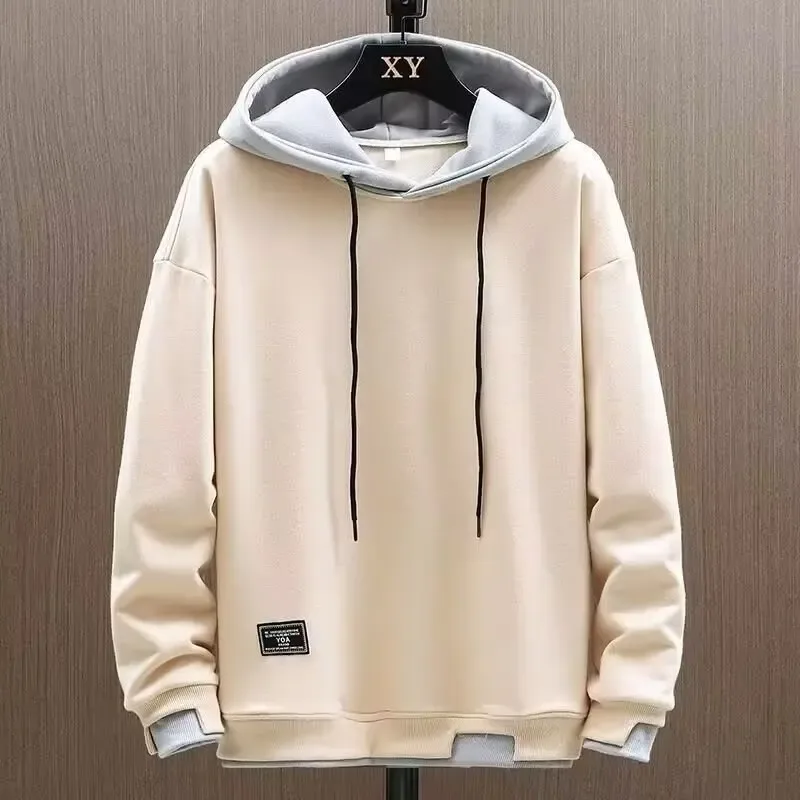 2025 outono masculino hoodies high street pulôver manga longa retalhos moletom masculino moda streetwear hoodie harajuku — image 4