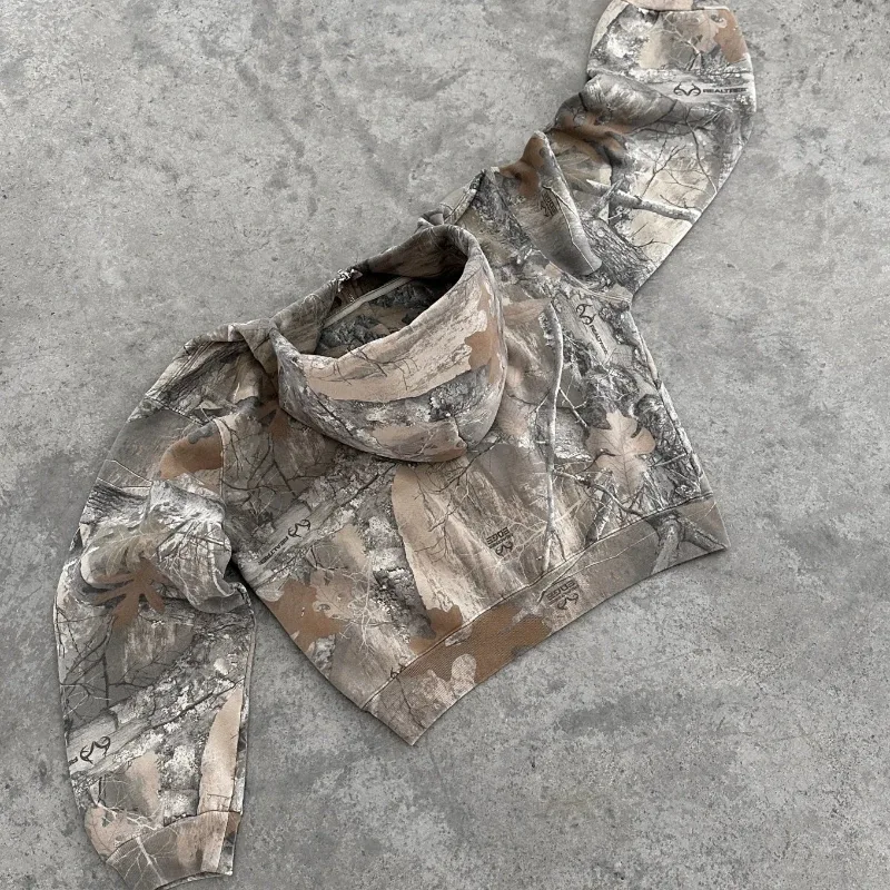 Y2K Retro zip up Hoodie Men Camouflage Pattern zipper Sweatshirt High Street Hip Hop Streetwear Oversized Unisex Camo Hoodie — image 4