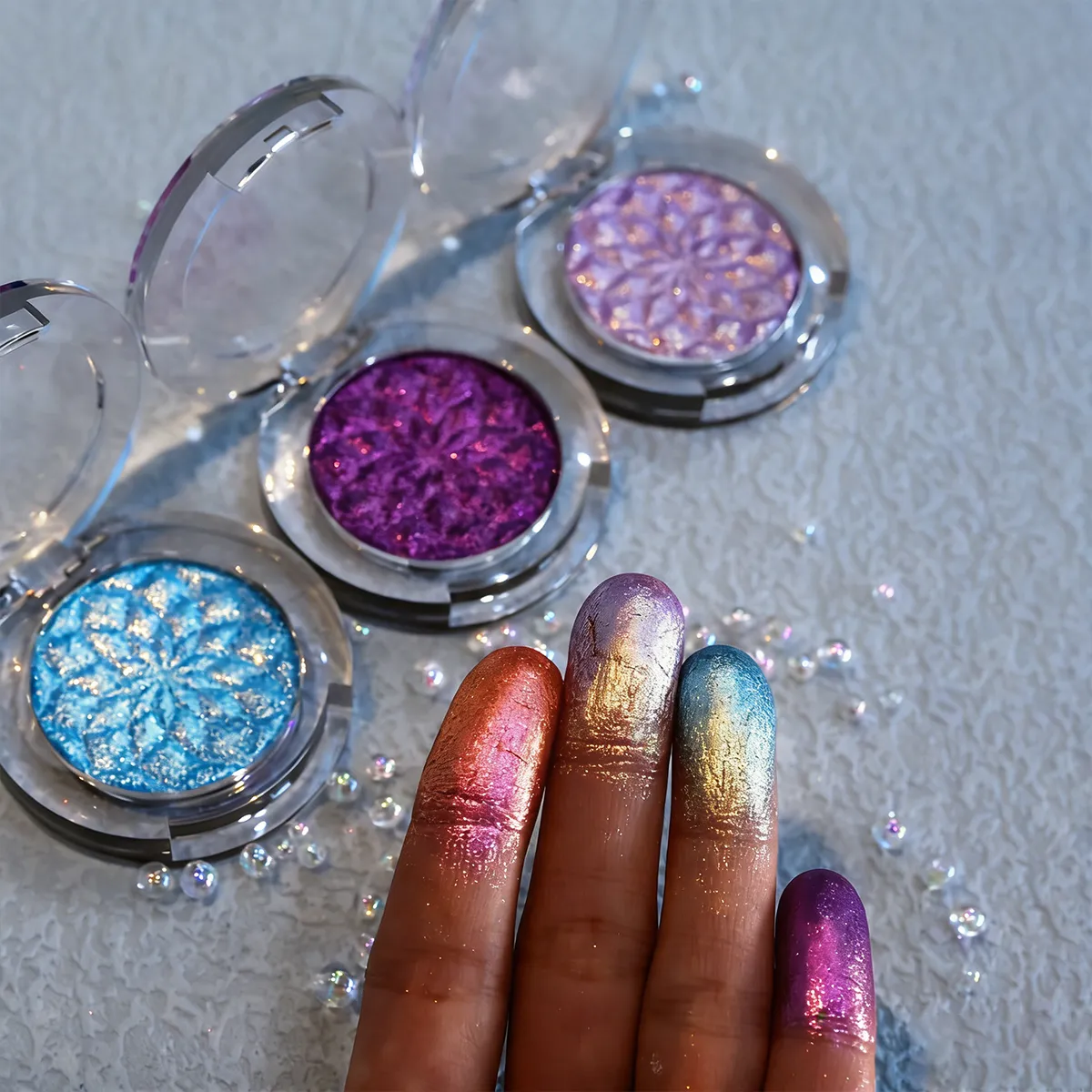 Chameleon Eye Palette szemhéjpúder paletta - személyre szabható duokróm préselt szemhéjfesték szett Glitter Infused Pearlescent Finish Pri — image 6