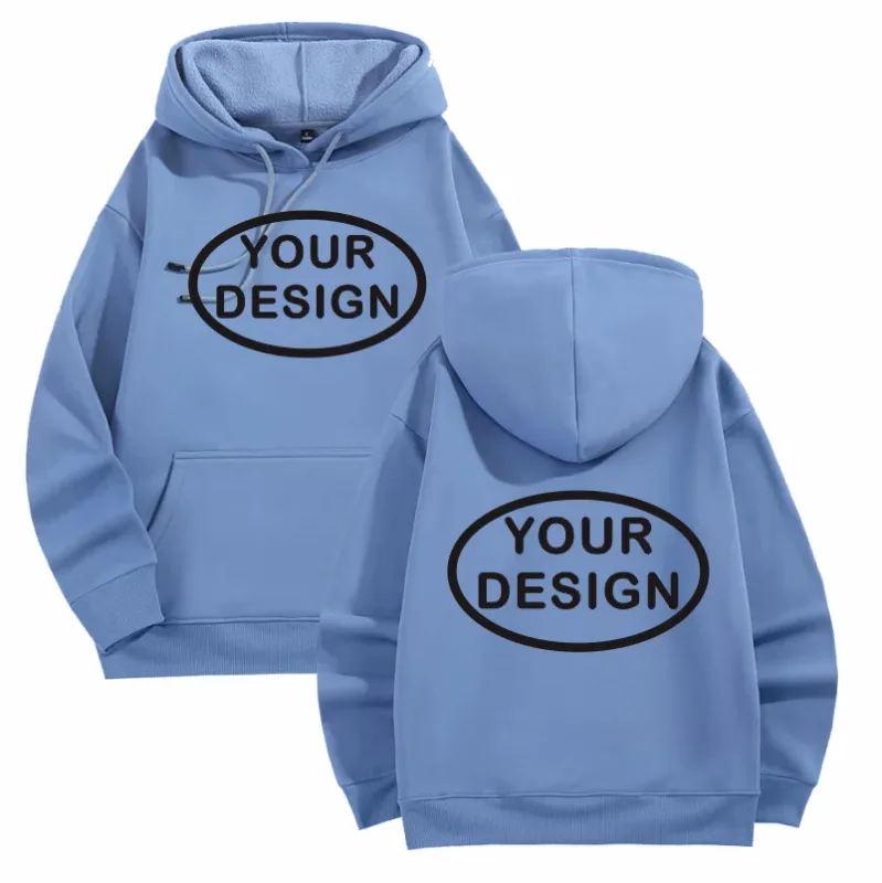 Na-customize na Naka-print na Mga Hoodies ng Lalaki at Babae na Loose Casual Fashion Long Sleeved Pullovers na Burdado na LOGO Street Sports Shirts — image 11