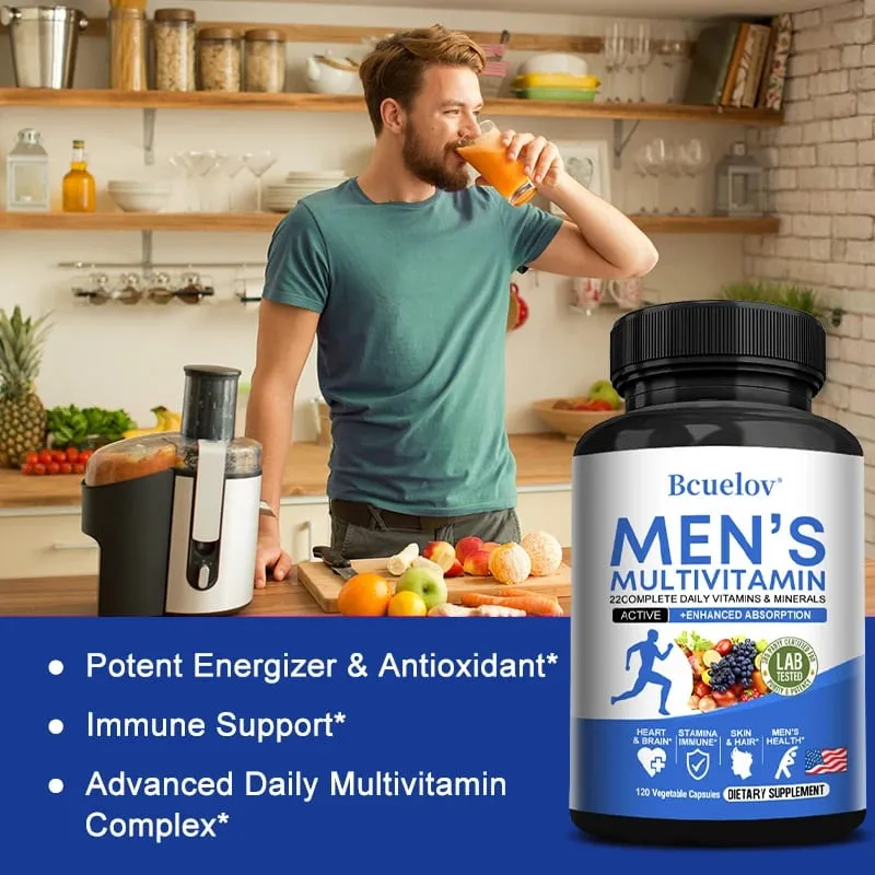 Férfi napi multivitamin – 22 vitamint és ásványi anyagot tartalmazó vegán étrend-kiegészítő az energia immunitás emésztéséért, a bőrért és az általános egészségért — image 1