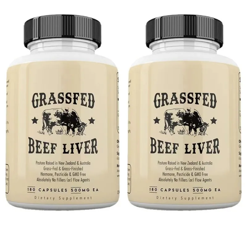 Fűvel táplált marhamáj kapszula 500 mg minden legelőn nevelt szarvasmarha máj-kiegészítő, nem GMO 180 kapszula — image 9