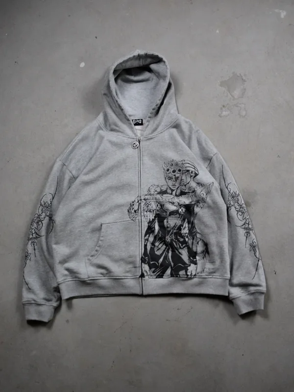 Harajuku jojo bizarre aventura zip up hoodies oversized das mulheres dos homens com zíper moletom com capuz hip hop casais y2k rua moletom