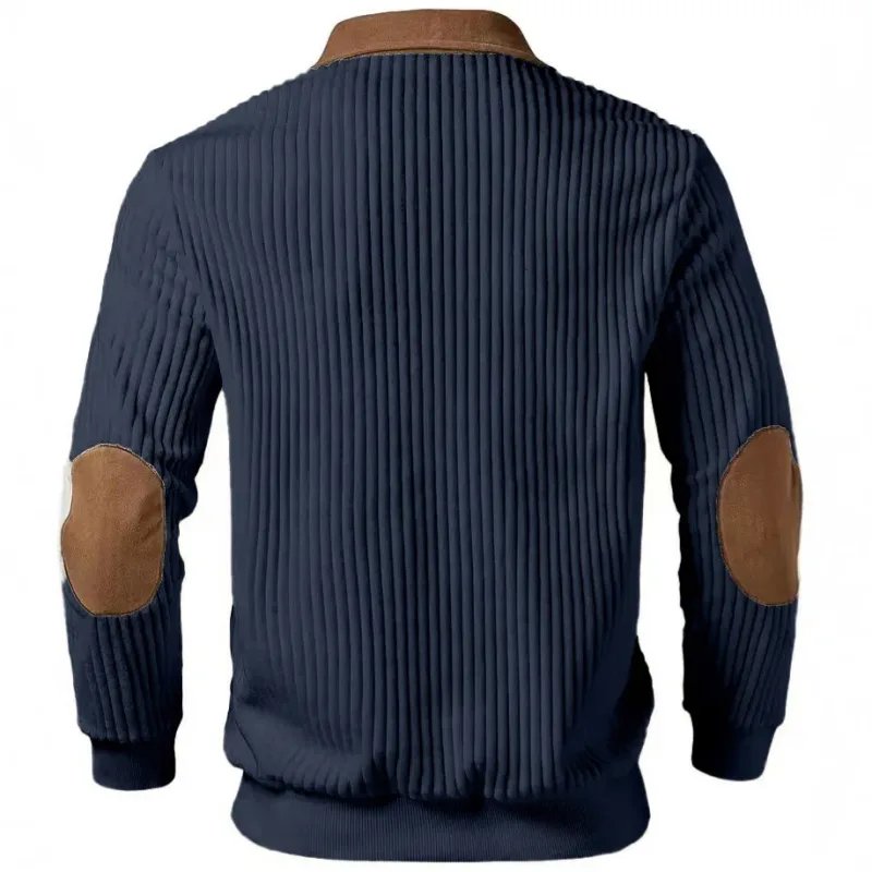 Hoodies moletom masculino 2026 nova malha lapela costura bordado casual esportes outono zíper moletom roupas masculinas — image 3