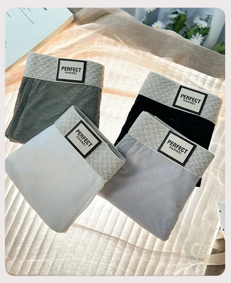 Men's Ice-Silk Jacquard Boxer Briefs: Cooling, Breathable, Mid-Rise, Boxer Shorts—comfortable and Simple Style for Young Men — image 14