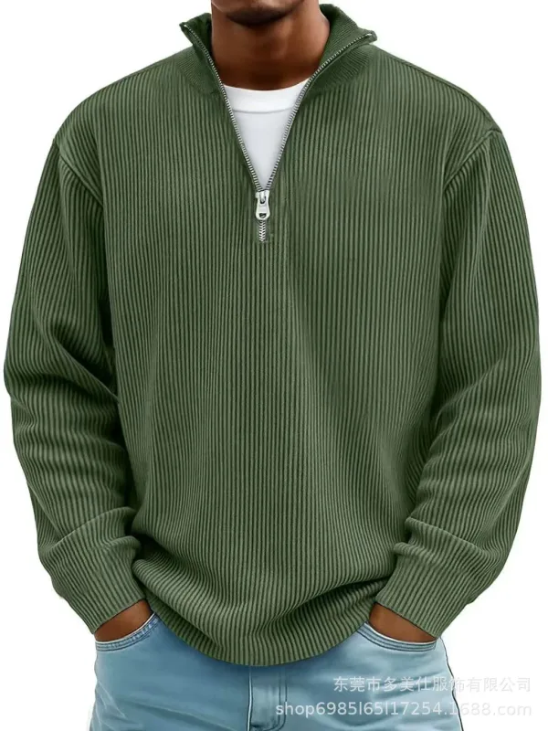 Outono inverno masculino gola zip-up moletom solto manga longa casual diário ao ar livre moda na moda casacos masculinos — image 3