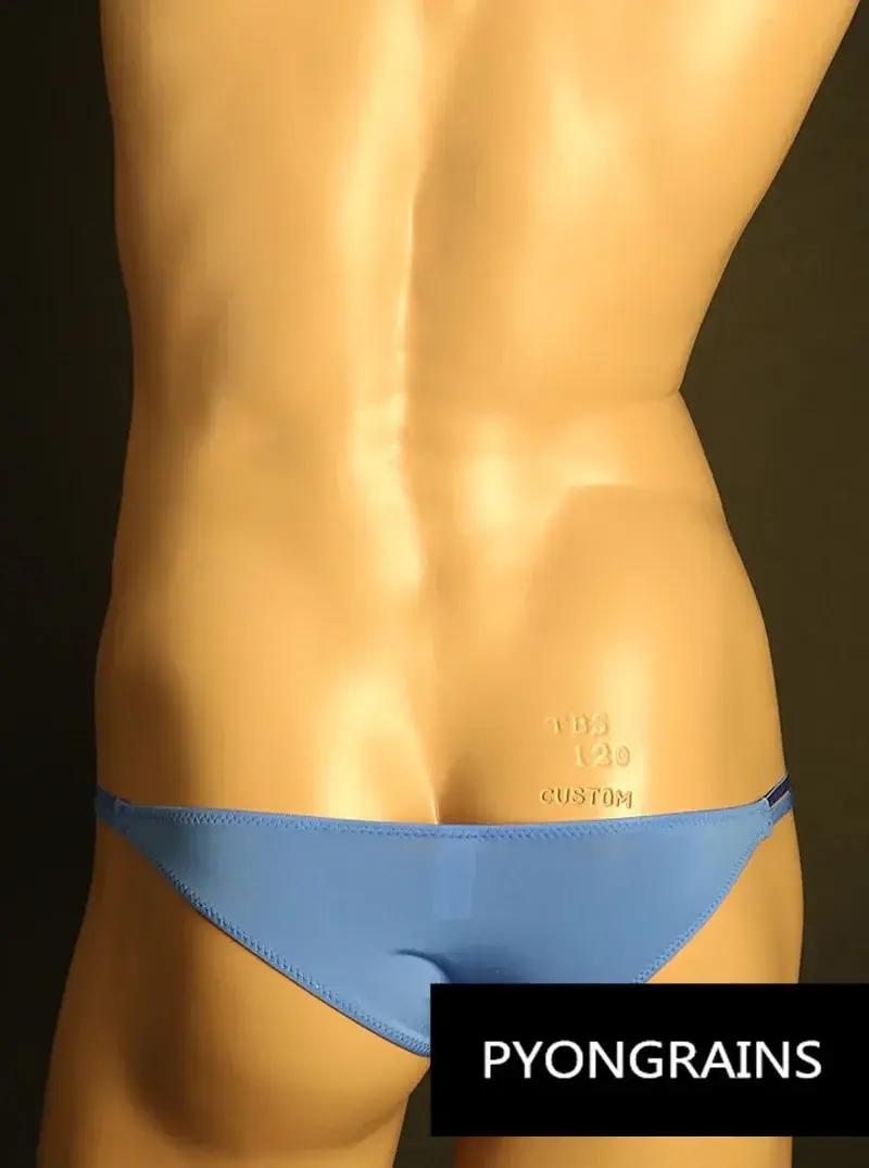 Homens ajustável metal o-ring dupla alça fina bikini briefs cintura baixa sedosa gelo seda 3d u bolsa convexa sexy roupa interior masculina