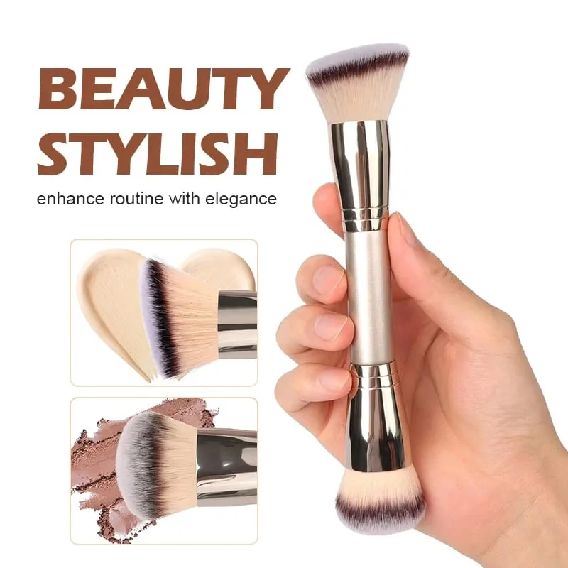 Dual Ended Foundation Brush for Liquid Powder Blush Concealer Contour Επαγγελματικό εργαλείο μακιγιάζ με θήκη ταξιδιού για γυναίκες κορίτσι — image 5