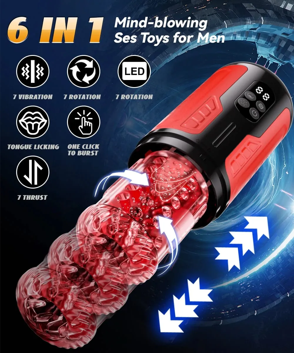 אונן זכר אוטומטי סיבוב טלסקופי גברים כוס אוננות LCD סימולציה דיגיטלית מציצה צעצועי מין לגברים — image 2