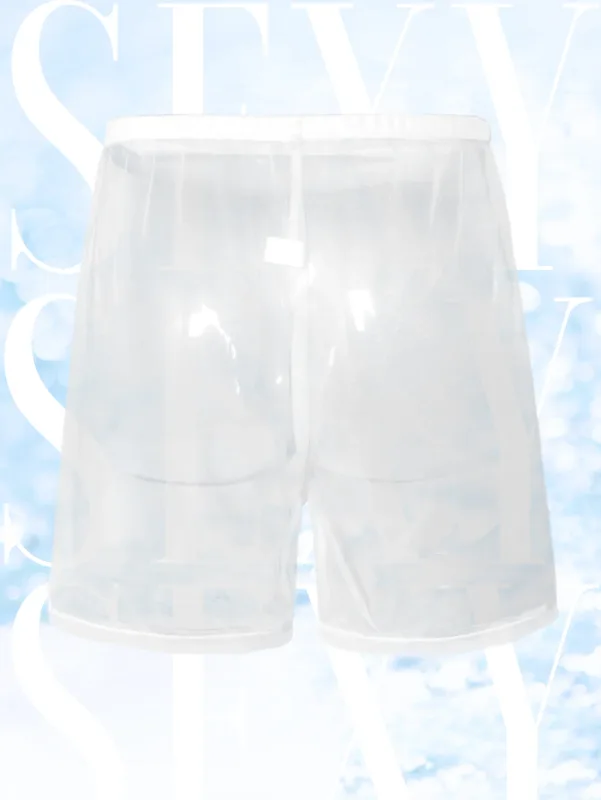 1pc sexy sheer malha roupa interior masculina moda macio transparente casa solto ajuste calças de boxe dormir shorts pijamas calças — image 11