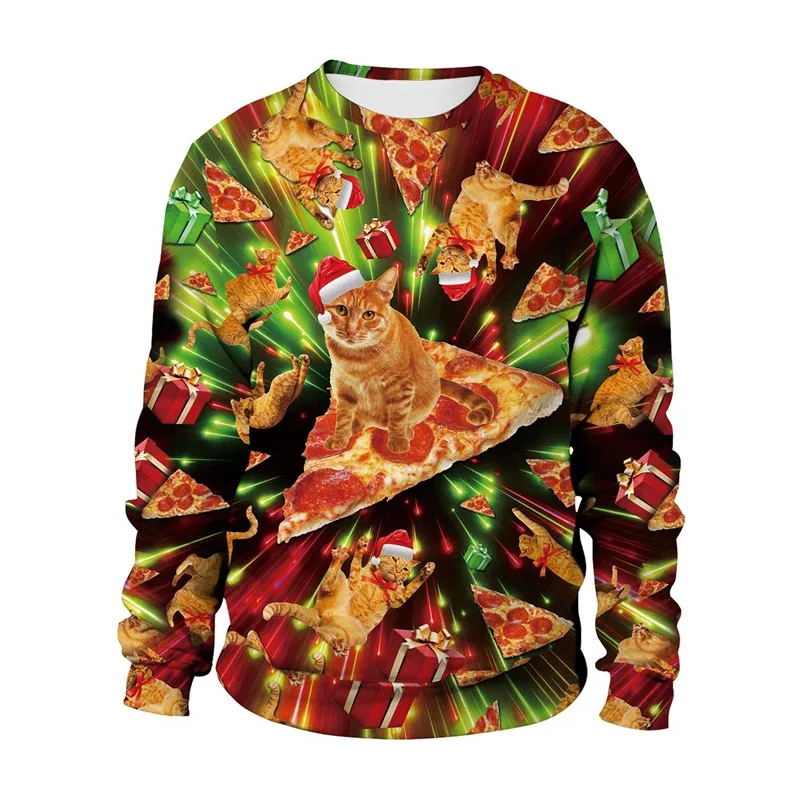 Funny 2026 Ugly Christmas Sweater For Men Women New Xmas Cat Dog Pattern Sweatshirt Festival Party Crew Neck Pullover Hoodies — image 12